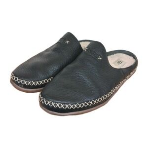 UGG Tamara Black Slippers leather w/Wool lining Women's US Size 7 EU 38